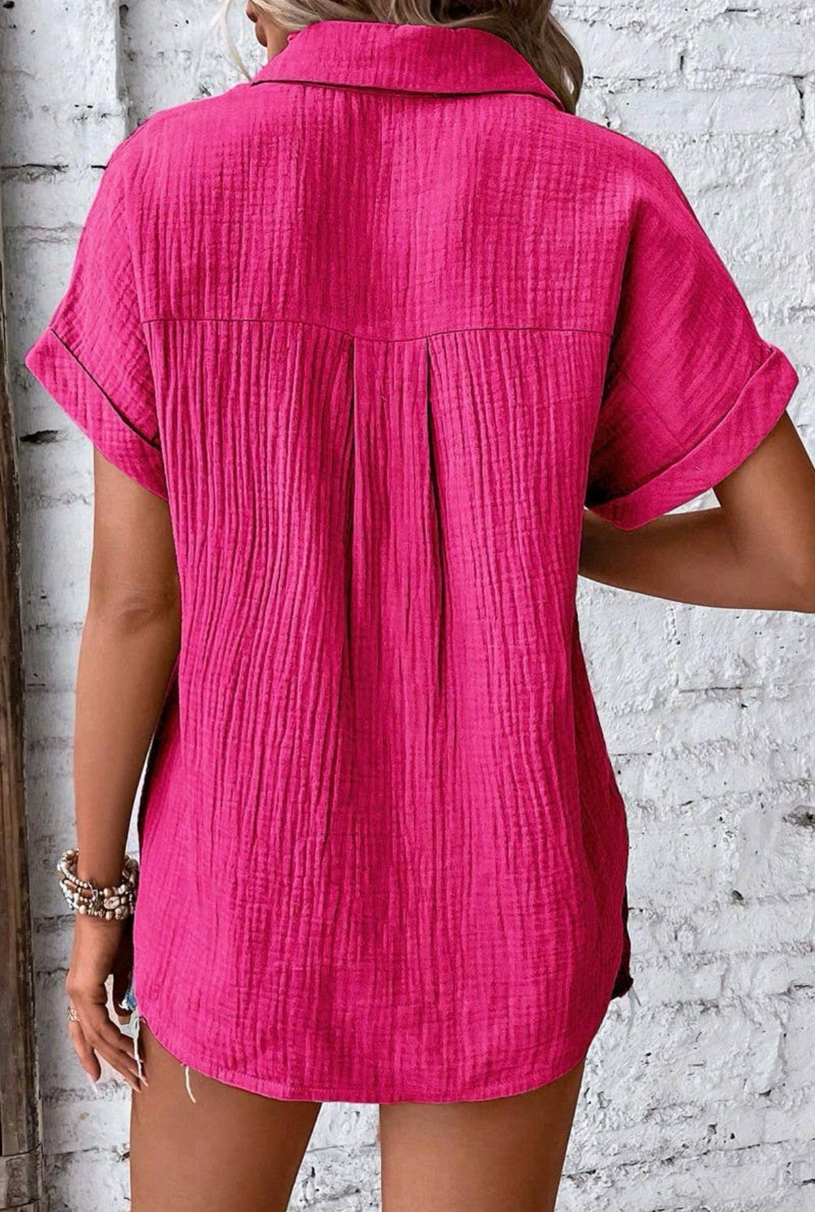 RUFFLED SLEEVE BUTTON SHIRT